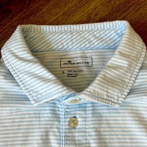Peter Millar light blue and white polo. Size Large. 100% Pima Cotton